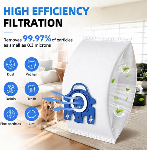 12PCS Disposable 3D AirClean GN Vacuum Bags: for Miele GN Air Vacuum Cleaner Dust Bag, for Miele Classic C1, Complete C1 C2 C3, S227, S240, S270, S280, S400, S2, S5, S8 Series Vacuum, 4.5L Capacity in Kuwait
