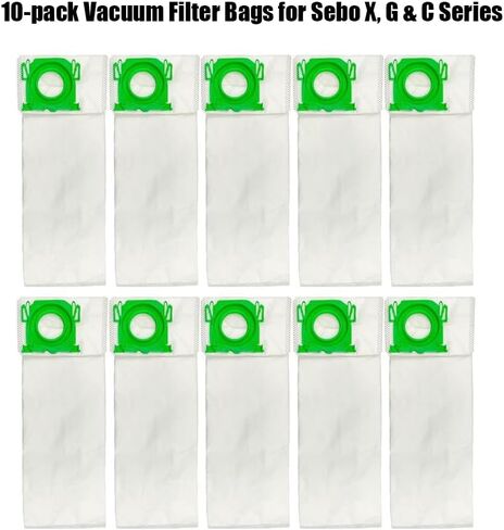 10 PACK-5093ER Vacuum Filter Bags for Sebo 370 X, G & C Series Upright Vacuum Cleaner Dust Bags,Compatible with Sebo Genuine X1 X2 X3 X4 X5 Extra Pet XP2 XP3 in Kuwait