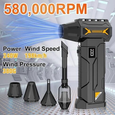580000 RPM Cordless Electric Blower with LED Lighting for Car and Home Cleaning in Kuwait