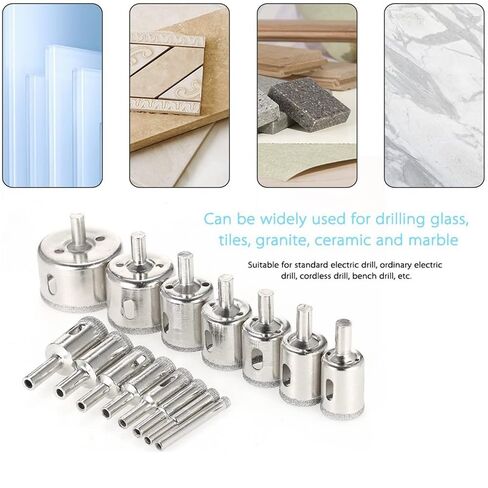 10PCS Diamond Drill Bit Set HSS 6-32mm Range for Tile Marble Glass Ceramic Precision Holes with Power Tools, Silvery in Kuwait