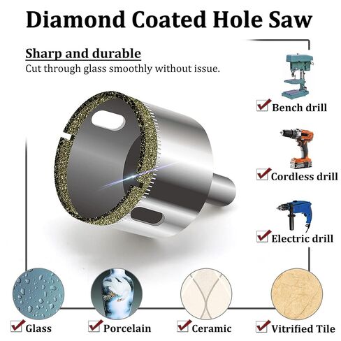 10PCS Diamond Drill Bit Set HSS 6-32mm Range for Tile Marble Glass Ceramic Precision Holes with Power Tools, Silvery in Kuwait