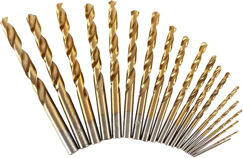 8-Piece Metric HSS Drill Bit Set for Wood and Plastic, 3mm-10mm | Break-Resistant Roll-Forged Design; Universal Straight Shank; Indexed Storage Case; Ideal for Iron PVC Aluminum, Gold Finish in Kuwait