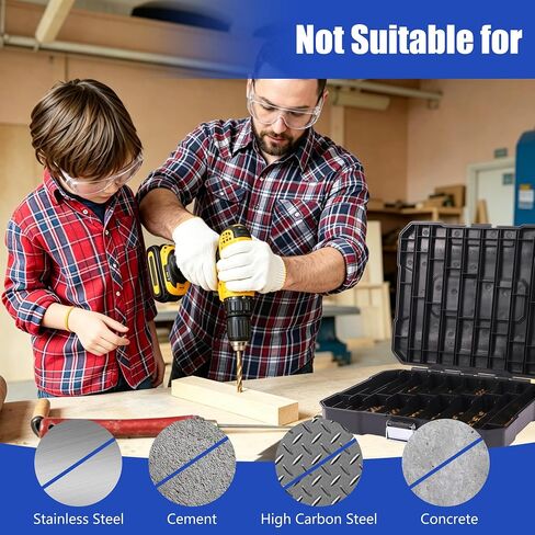 230 Pcs Titanium-Coated Twist Drill Bit Set, 135° Split Point High-Speed Steel Bits for Metal, Wood, Plastic, Aluminum, Cast Iron & Fiberglass, Heavy-Duty Case with Metal Latches, 3/64" to 1/2" in Kuwait