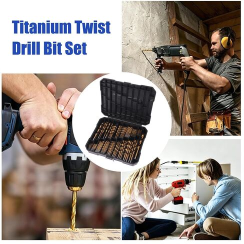 230 Pcs Titanium-Coated Twist Drill Bit Set, 135° Split Point High-Speed Steel Bits for Metal, Wood, Plastic, Aluminum, Cast Iron & Fiberglass, Heavy-Duty Case with Metal Latches, 3/64" to 1/2" in Kuwait