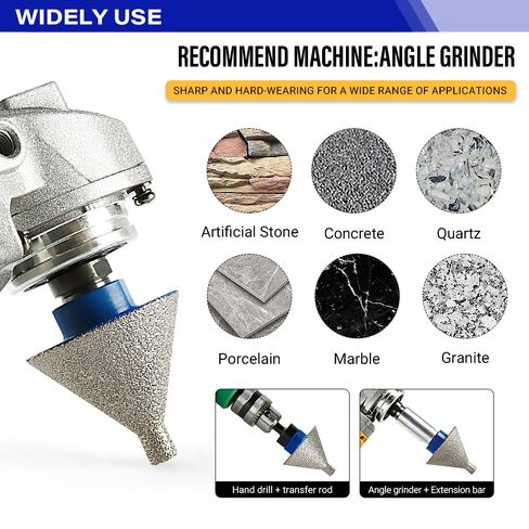 LOZLIN 2 Inch 50mm Diamond Core Drill Bit, Diamond Beveling Hole Saw for Drilling, Hole Enlarging, Polishing, Arc Trimming, Fit for Granite, Marble, Tile, Ceramic, Stone, 5/8"-11 Thread in Kuwait
