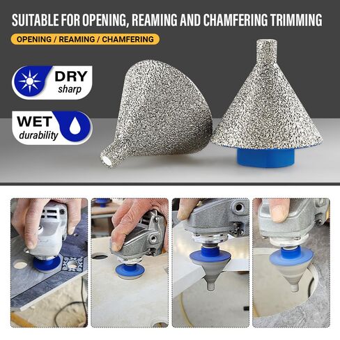 LOZLIN 2 Inch 50mm Diamond Core Drill Bit, Diamond Beveling Hole Saw for Drilling, Hole Enlarging, Polishing, Arc Trimming, Fit for Granite, Marble, Tile, Ceramic, Stone, 5/8"-11 Thread in Kuwait