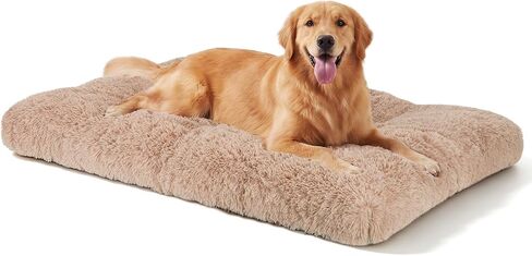 JOEJOY Large Dog Bed Crate Pad, Deluxe Plush Washable Dog Beds Fulffy Soft Kennel Pad Anti-Slip Pet Sleeping Mat for Extra Large Medium Small Dogs, 40" x 27", Beige in Kuwait