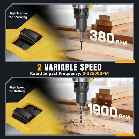 Cordless Hammer Drill 1151In·lbs - Compatible with DeWalt 20V MAX Battery - 1/2" Brushless Impact Drill with 28500 BPM ＆ 20+3 Clutch ＆ 2 Speed for Drilling Bricks Metal Concrete (Tool Only) in Kuwait