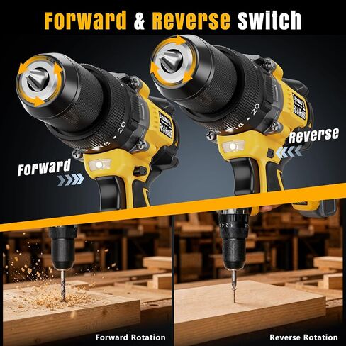 Cordless Hammer Drill 1151In·lbs - Compatible with DeWalt 20V MAX Battery - 1/2" Brushless Impact Drill with 28500 BPM ＆ 20+3 Clutch ＆ 2 Speed for Drilling Bricks Metal Concrete (Tool Only) in Kuwait