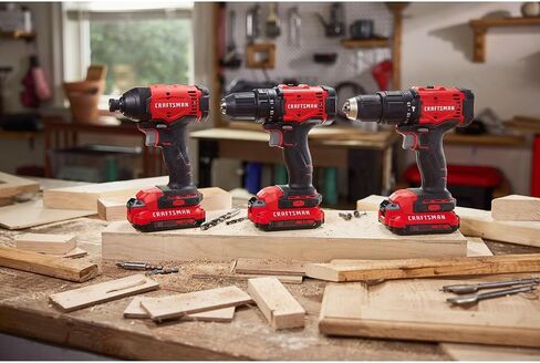 CRAFTSMAN 20V MAX 1/2 Cordless Hammer Drill, Includes Battery (2 Ah), Charger and Double Ended Bit, Variable Speed Power Hammer Drill with LED Light (CMCD712D1) in Kuwait
