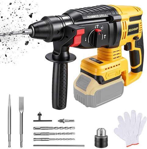 SDS-Plus Rotary Hammer Drill Compatible with Dewalt 20V MAX Battery | Cordless, Brushless, 2.6J, 4500BPM, 4-Mode Drill Hammer Chisel, 360° Anti-Vibration Handle, 5 Bits, Battery NOT Included in Kuwait
