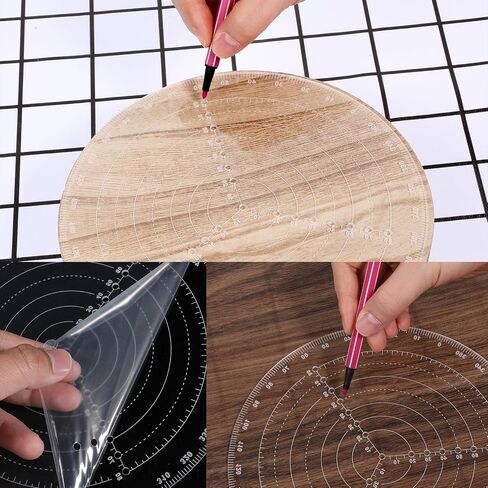 Round Center Finder Compass Woodworking Circle Tool Clear Acrylic Lathe Centering Tool Wood Turning Lathe Tools Circle Gauge for Drawing Circles Lathes Work and Woodturners in Kuwait