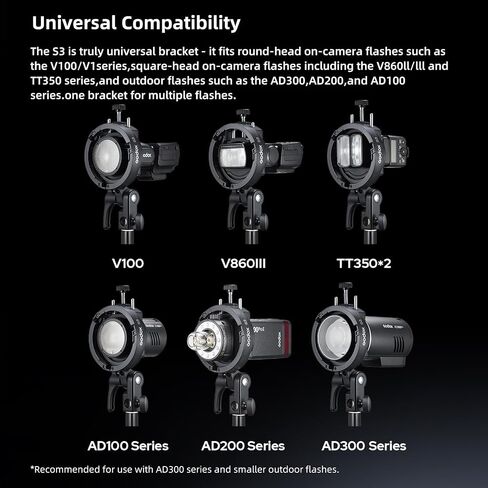 Godox S2 Bracket S-Type Speedlite Bowens Mount Holder for Godox V1 AD400Pro AD200Pro AD200 V860II TT685 TT600 TT350 Flash Snoot Softbox Beauty Dish Reflector Umbrella in Saudi Arabia