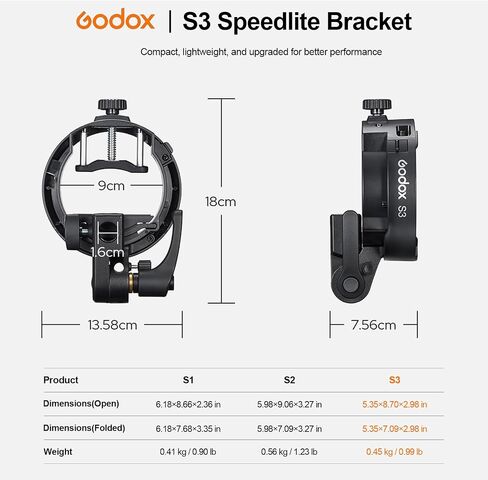 Godox S2 Bracket S-Type Speedlite Bowens Mount Holder for Godox V1 AD400Pro AD200Pro AD200 V860II TT685 TT600 TT350 Flash Snoot Softbox Beauty Dish Reflector Umbrella in Saudi Arabia