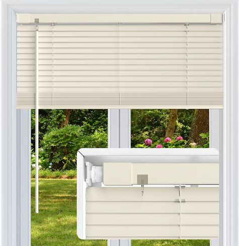 No Drill No Tool 1" Vinyl Mini Blinds, Light Filtering Horizontal Window Blinds & Shades, Cordless Blinds for Windows, 23" W X 36" H, White in Saudi Arabia