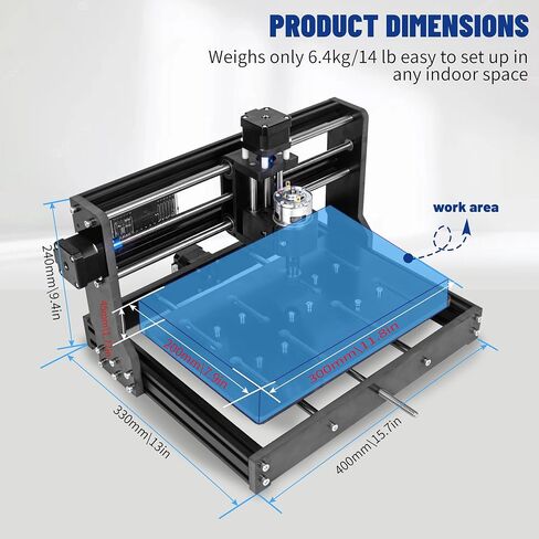 CNCTOPBAOS 3 Axis Desktop 3020 CNC Router Mini Milling Engraving Machine | GRBL Control, USB DIY Small Engraver Machine, PWM Spindle 8000 RPM For Plastic, Acrylic, PVC, PCB, Aluminum, Wood Cutting in Kuwait