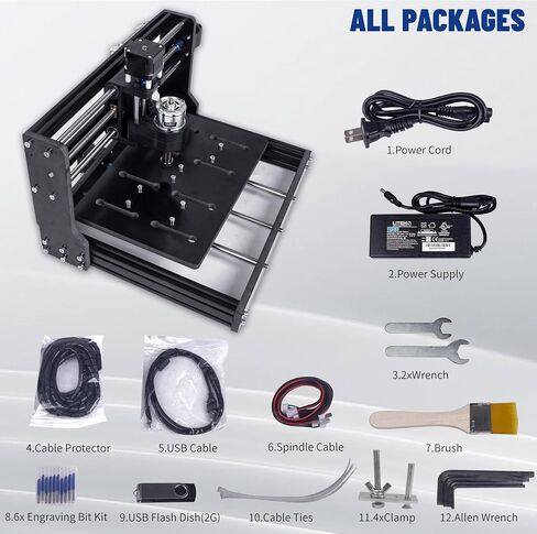 CNCTOPBAOS 3 Axis Desktop 3020 CNC Router Mini Milling Engraving Machine | GRBL Control, USB DIY Small Engraver Machine, PWM Spindle 8000 RPM For Plastic, Acrylic, PVC, PCB, Aluminum, Wood Cutting in Kuwait