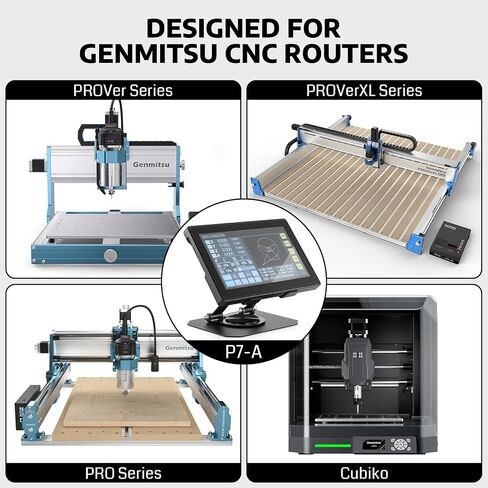 Genmitsu P7-A 7'' HD Touchscreen 4-Axis CNC Offline Controller | Standalone GRBL control with aluminum body, 7-inch HD touch display, and dust-free CNC router operation with no PC connection in Kuwait