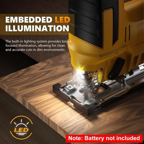 Cordless Jig Saw for Dewalt 20v Max Battery, 3 Orbital Settings, 0°- 45° Bevel Cuts, Brushless Orbital Jigsaw with LED Light for Straight Circle Curve Cutting (No Battery) in Kuwait