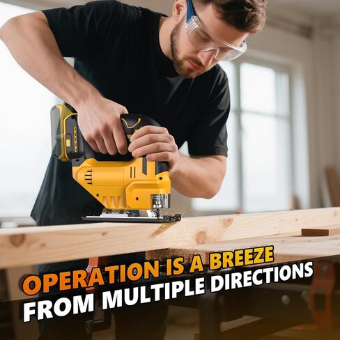 Cordless Jig Saw for Dewalt 20v Max Battery, 3 Orbital Settings, 0°- 45° Bevel Cuts, Brushless Orbital Jigsaw with LED Light for Straight Circle Curve Cutting (No Battery) in Kuwait