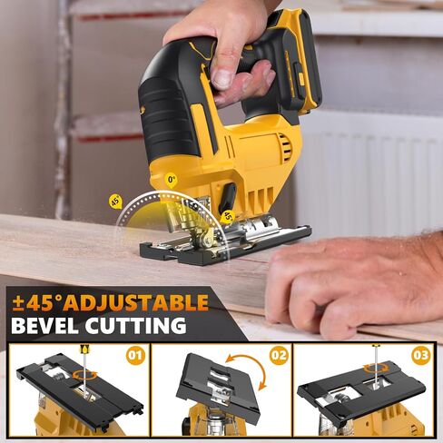 Cordless Jig Saw for Dewalt 20v Max Battery, 3 Orbital Settings, 0°- 45° Bevel Cuts, Brushless Orbital Jigsaw with LED Light for Straight Circle Curve Cutting (No Battery) in Kuwait