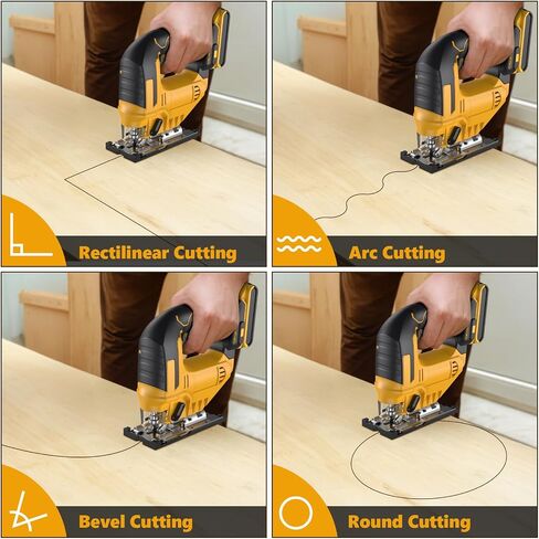 Cordless Jig Saw for Dewalt 20v Max Battery, 3 Orbital Settings, 0°- 45° Bevel Cuts, Brushless Orbital Jigsaw with LED Light for Straight Circle Curve Cutting (No Battery) in Kuwait