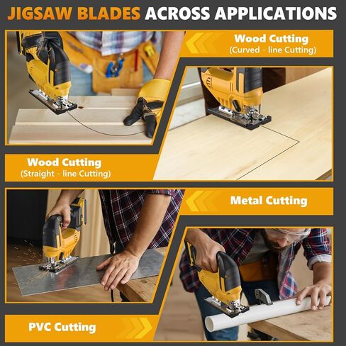 Cordless Jig Saw for Dewalt 20v Max Battery, 3 Orbital Settings, 0°- 45° Bevel Cuts, Brushless Orbital Jigsaw with LED Light for Straight Circle Curve Cutting (No Battery) in Kuwait