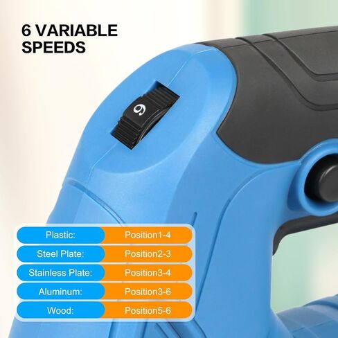 4.5 Amp Corded Jig Saw, 3000 RPM 500W Electric Jig Saw with 5 Blade, 6 Variable Speed, LED Light & Tool-less Blade Quick Release, 45° Bevel Cutting Tool for Wood, Metal, Plastic DIY Projects in Kuwait