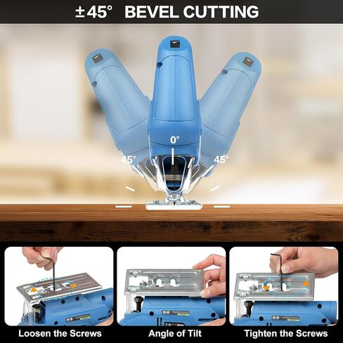 4.5 Amp Corded Jig Saw, 3000 RPM 500W Electric Jig Saw with 5 Blade, 6 Variable Speed, LED Light & Tool-less Blade Quick Release, 45° Bevel Cutting Tool for Wood, Metal, Plastic DIY Projects in Kuwait