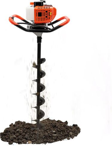 Auger Post Hole Digger, 52CC Gas Powered 2-Stroke Earth Auger with 4", 6" & 8" Drill Bits, 2.3HP Single Cylinder Engine, 1.2L Fuel Tank, for Tree Planting, Fence Stakes, Greenhouse Poles, Cable Poles in Kuwait
