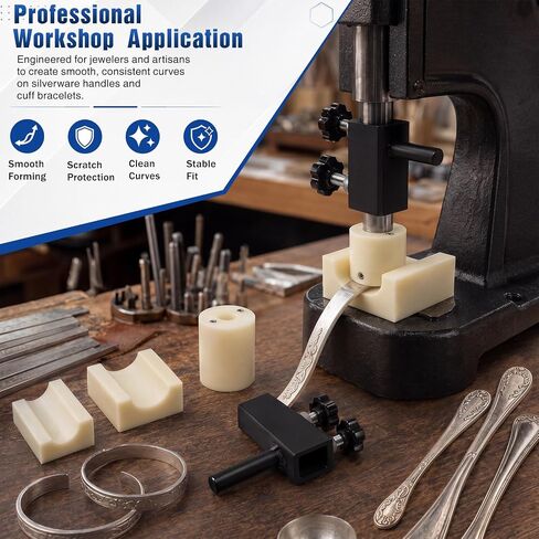 Arbor Press Attachment Set for 1" Shaft, 3-in-1 Spoon Ring Bender Dies for Silverware Jewelry Making, Bracelet Forming Tool, Press Not Included in Kuwait