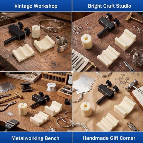 Arbor Press Attachment Set for 1" Shaft, 3-in-1 Spoon Ring Bender Dies for Silverware Jewelry Making, Bracelet Forming Tool, Press Not Included in Kuwait