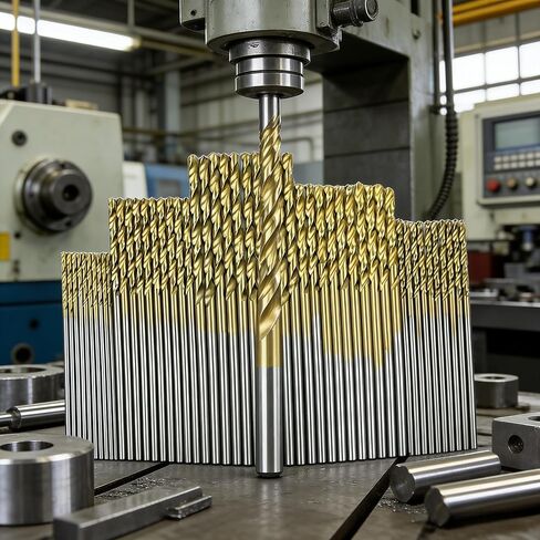 50pcs Titanium Coated HSS Drill Bit Set | 135° Split Point Tip, Hex Shank | Durable Bits for Steel, Aluminum, Copper & Alloys | Includes Storage Case Gold in Kuwait
