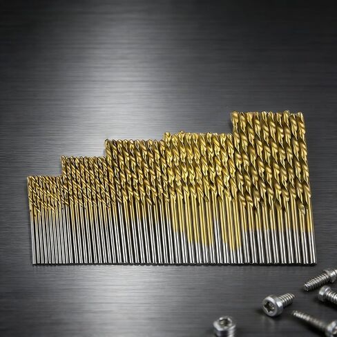50pcs Titanium Coated HSS Drill Bit Set | 135° Split Point Tip, Hex Shank | Durable Bits for Steel, Aluminum, Copper & Alloys | Includes Storage Case Gold in Kuwait