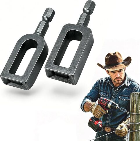 2PCS Electric Wire Twisting Tool, Replaces Hand Twisting, One-Piece Cast Carbon Steel, 1/4" Hex Shank Fits Most Drills, for Fencing, Rebar Tying, Farm & Construction in Kuwait
