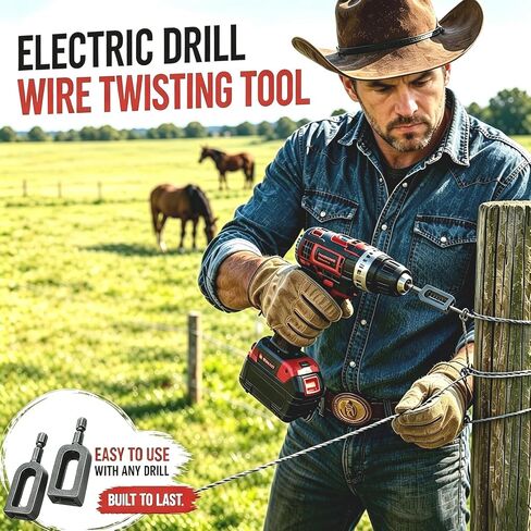 2PCS Electric Wire Twisting Tool, Replaces Hand Twisting, One-Piece Cast Carbon Steel, 1/4" Hex Shank Fits Most Drills, for Fencing, Rebar Tying, Farm & Construction in Kuwait