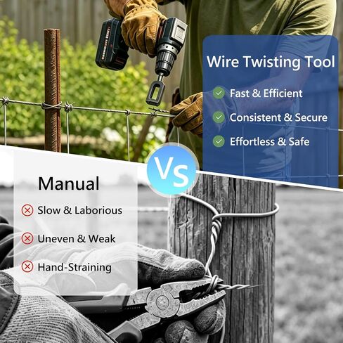 2PCS Electric Wire Twisting Tool, Replaces Hand Twisting, One-Piece Cast Carbon Steel, 1/4" Hex Shank Fits Most Drills, for Fencing, Rebar Tying, Farm & Construction in Kuwait
