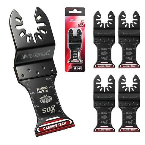 Carbide Oscillating Saw Blades 3-Pack, for Hard Material | 50X Longer Life, Quick Release, Heavy Duty for Hard Metal, Nails, Bolts and Screws, Carbide Multitool Blades in Kuwait