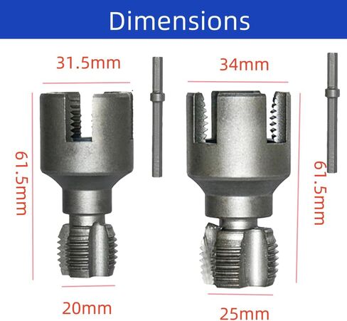 Upgraded Electric Drill Compatible PVC Pipe Threader Kit Rethreading Tools,1/2'' and 3/4'' Integrated Internal & External Pipe Thread Cutting Tools(1/2'' & 3/4'') (MIX) in Kuwait
