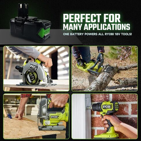 2-Pack 8000mAh Replacement Battery for Ryobi 18V Tools, High Capacity Li-ion with LED Fuel Gauge, Compatible with P108 P104 P105 P102 P103 P122 P109 and 100+ Cordless Power Tools (Not Made in Ryobi) in Kuwait