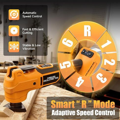 Cordless Oscillating Tool Compatible with DeWalt 20V Battery, 21000 OPM Brushless Motor, Smart Auto Mode, 6-Speed Multi Tool with 23 Accessories for Cutting & Sanding (Bare Tool) in Kuwait