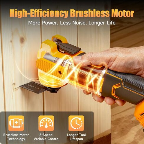 Cordless Oscillating Tool Compatible with DeWalt 20V Battery, 21000 OPM Brushless Motor, Smart Auto Mode, 6-Speed Multi Tool with 23 Accessories for Cutting & Sanding (Bare Tool) in Kuwait