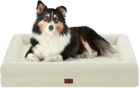 Small Dog Bed, Orthopedic Dog Bed with Waterproof Cover, Removable Memory Foam Bolster Dog Soft Sofa Bed with Nonskid Bottom, Pet Bed with Washable Cover in Kuwait