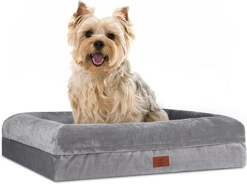 Small Dog Bed, Orthopedic Dog Bed with Waterproof Cover, Removable Memory Foam Bolster Dog Soft Sofa Bed with Nonskid Bottom, Pet Bed with Washable Cover in Saudi Arabia