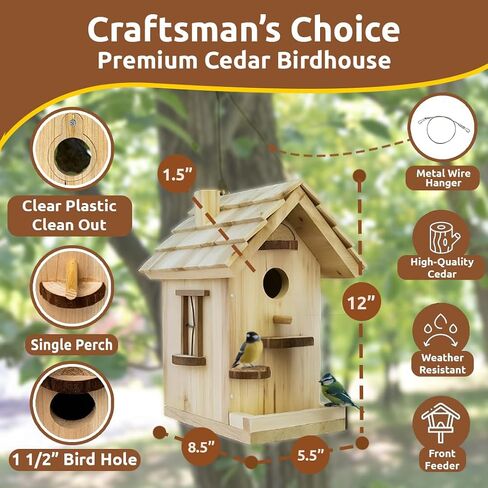 SparkJump Premium Wooden Bird House Kit - Build it Yourself Birdhouse - Birdhouse Kits for Adults to Build - Woodworking Adult Crafts & DIY Bird House in Kuwait