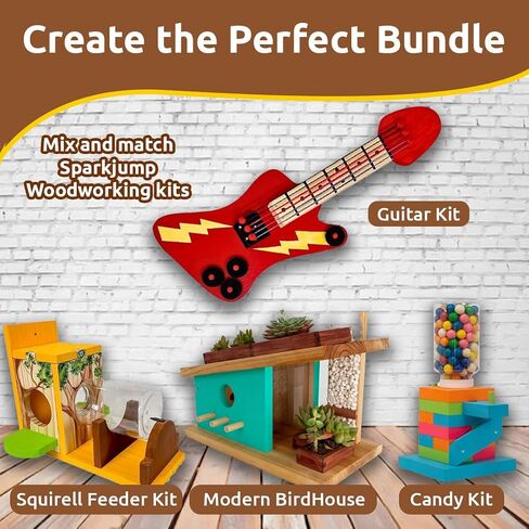 SparkJump Premium Wooden Bird House Kit - Build it Yourself Birdhouse - Birdhouse Kits for Adults to Build - Woodworking Adult Crafts & DIY Bird House in Kuwait