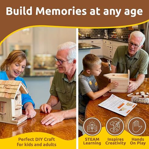 SparkJump Premium Wooden Bird House Kit - Build it Yourself Birdhouse - Birdhouse Kits for Adults to Build - Woodworking Adult Crafts & DIY Bird House in Kuwait