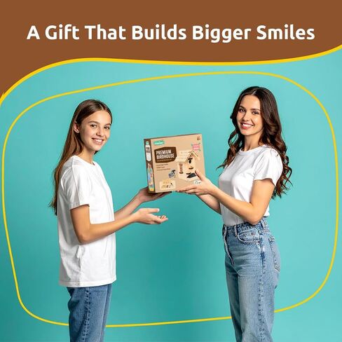 SparkJump Premium Wooden Bird House Kit - Build it Yourself Birdhouse - Birdhouse Kits for Adults to Build - Woodworking Adult Crafts & DIY Bird House in Kuwait