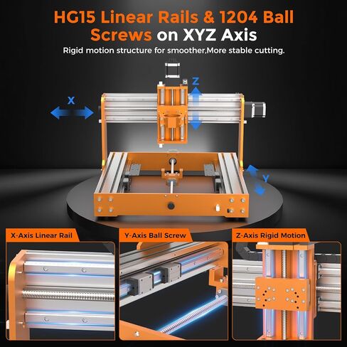 LUNYEE 4040 Nova CNC Router Machine, 800W Router with ER11 Collet, HG15 Linear Rails & Ball Screws on XYZ Axis, 400 x 400mm Work Area, NEMA 23 Motors, Desktop CNC for Aluminum, Wood, Acrylic, PCB in Kuwait