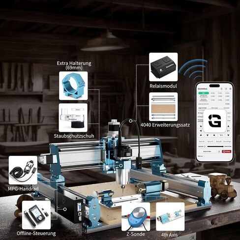 Genmitsu 4040-PRO MAX CNC Router + CFL10-40 10000mW Laser Module, 710W Trimmer & Linear Rail Driven, Work Area 410 x 405 x 77mm, for Wood Metal Acrylic Cutting Milling, GRBL Control in Kuwait
